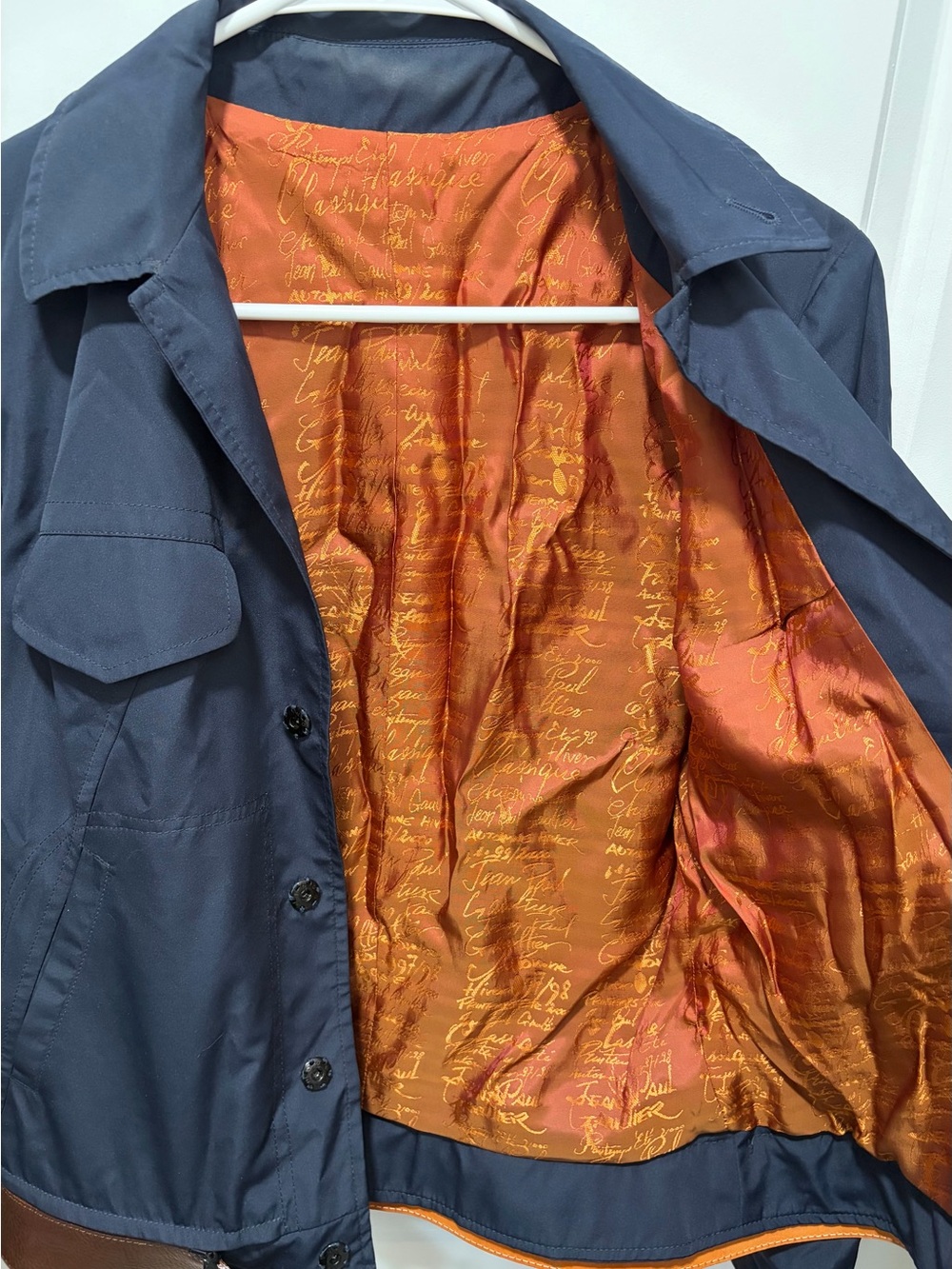 Jean Paul Gaultier Women’s Navy Bomber Jacket with Brown Belt - Picture 4 of 7